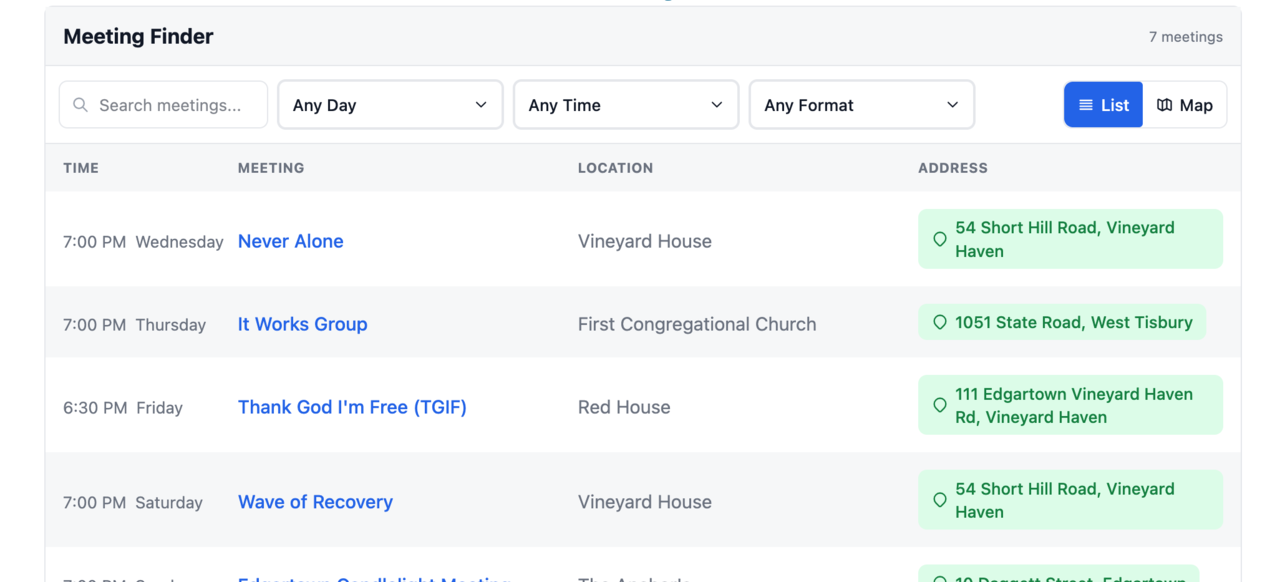 Crumb Widget — list view
